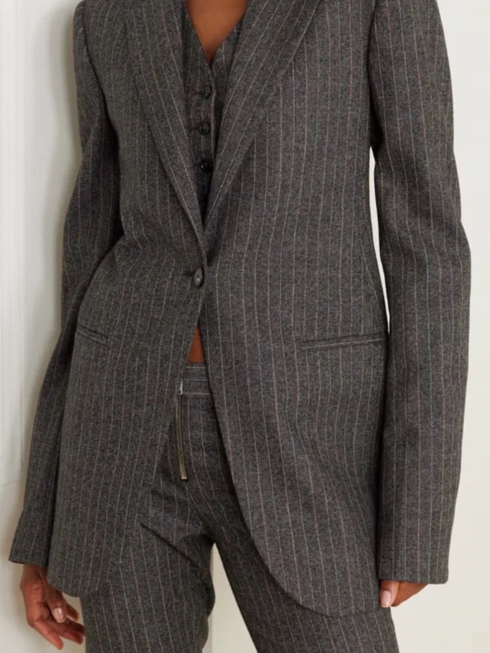 Stella McCartney Charcoal Pinstripe Wool Blazer SZ IT38/US4 NWT